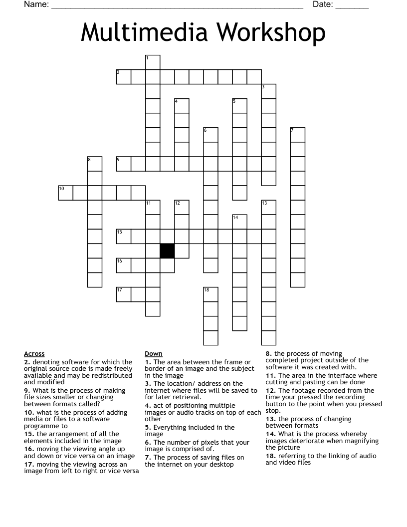 Multimedia Workshop Crossword
