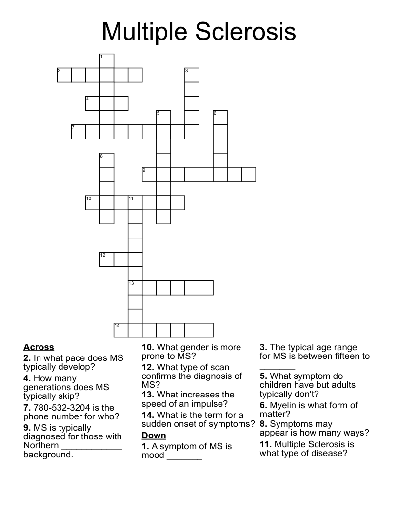Multiple Sclerosis Crossword