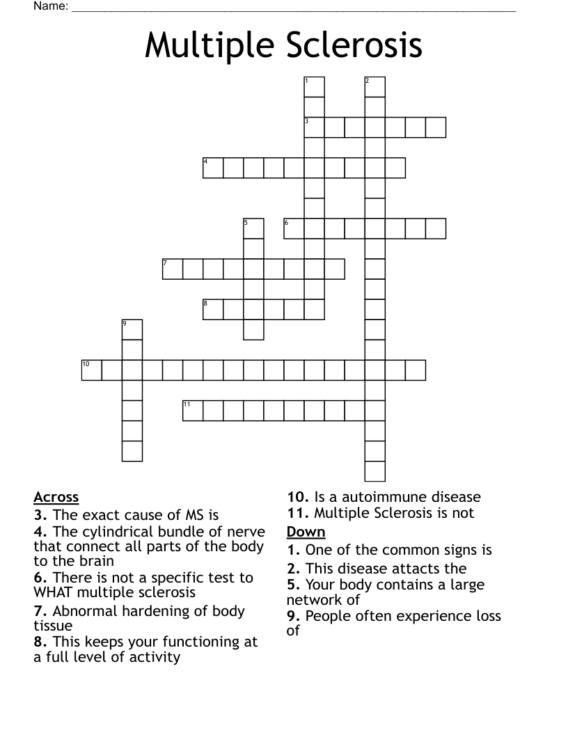 Multiple Sclerosis Crossword