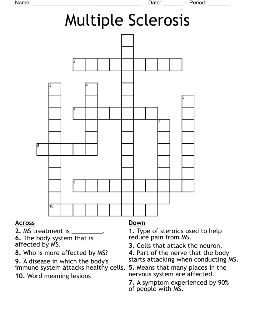 Multiple Sclerosis Crossword