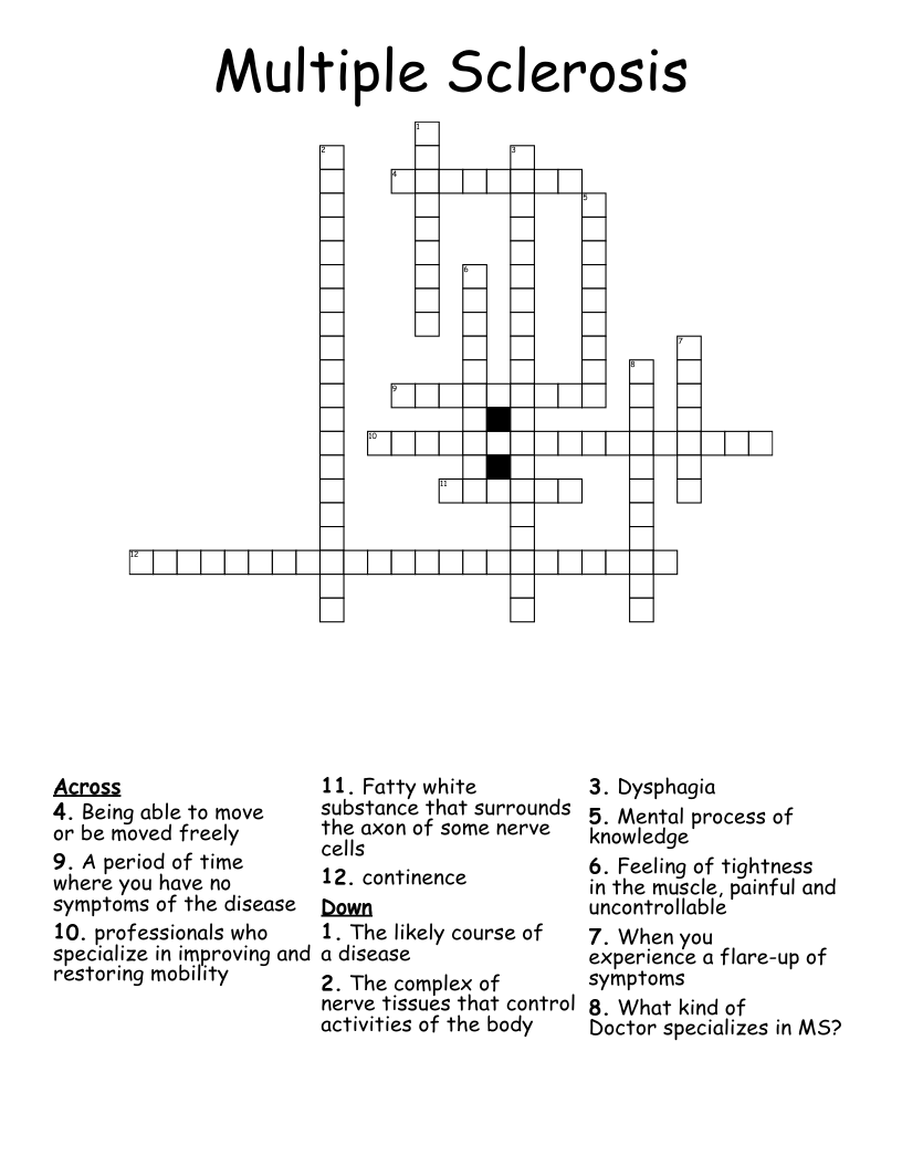 Multiple Sclerosis Crossword
