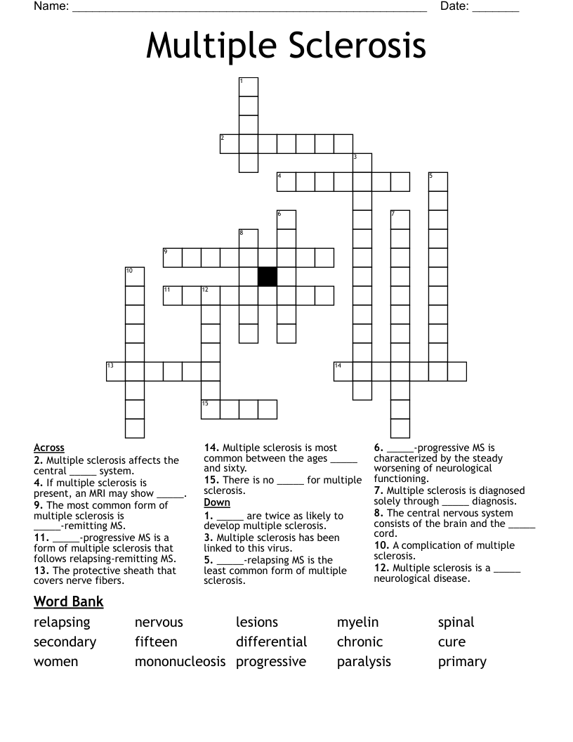 Multiple Sclerosis Crossword