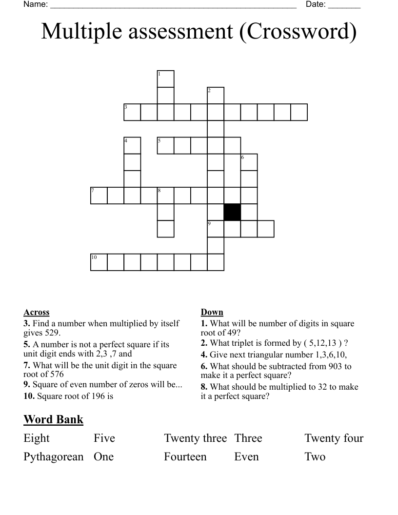 Multiple assessment (Crossword)