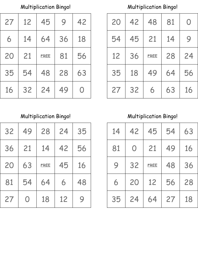 Multiplication Bingo!