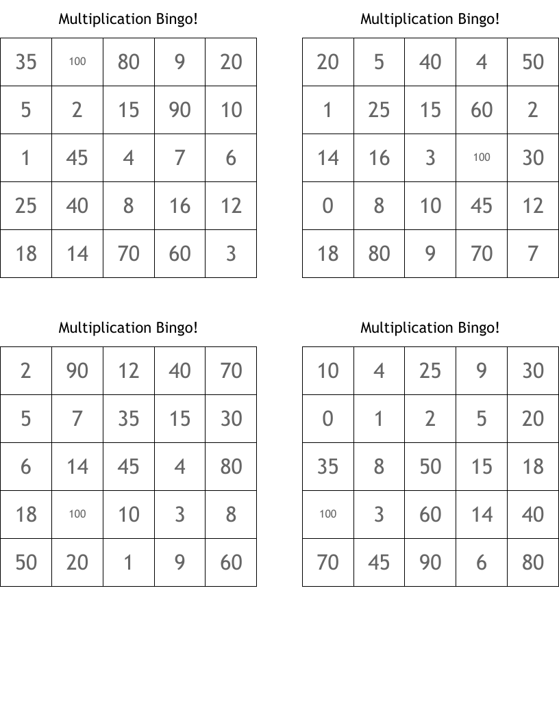 Multiplication Bingo!