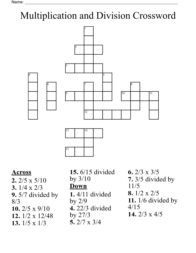 Multiplication and Division Crossword