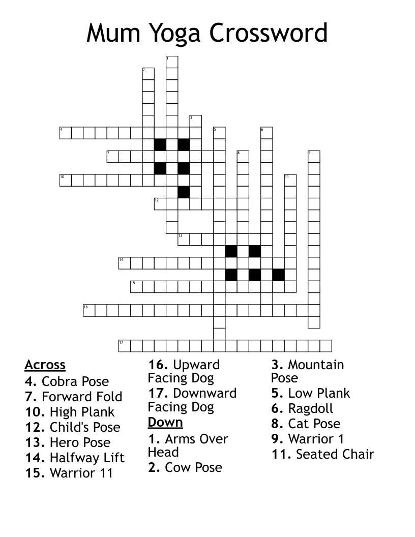 Mum Yoga Crossword