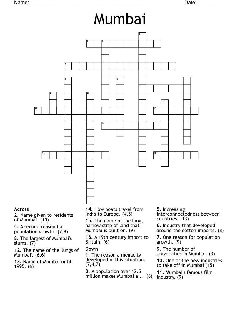 Mumbai Crossword