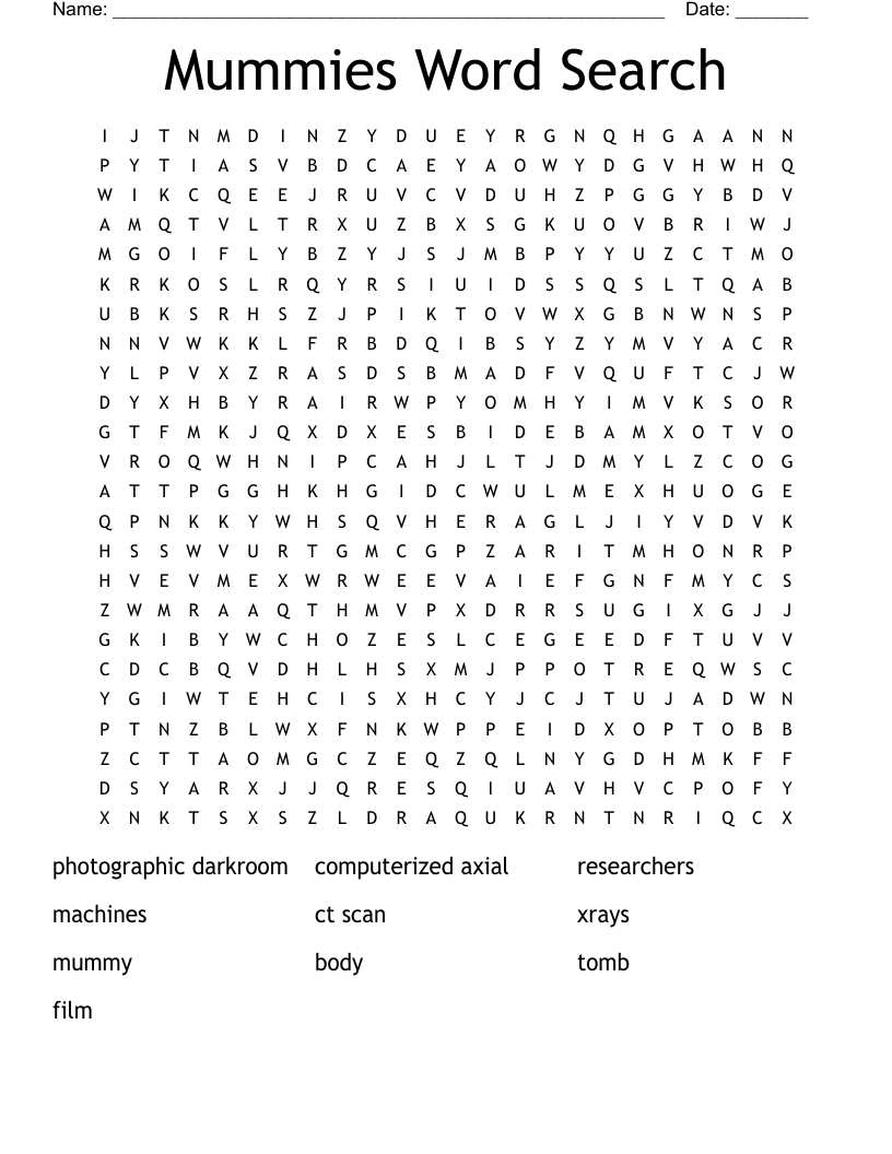 Mummies Word Search