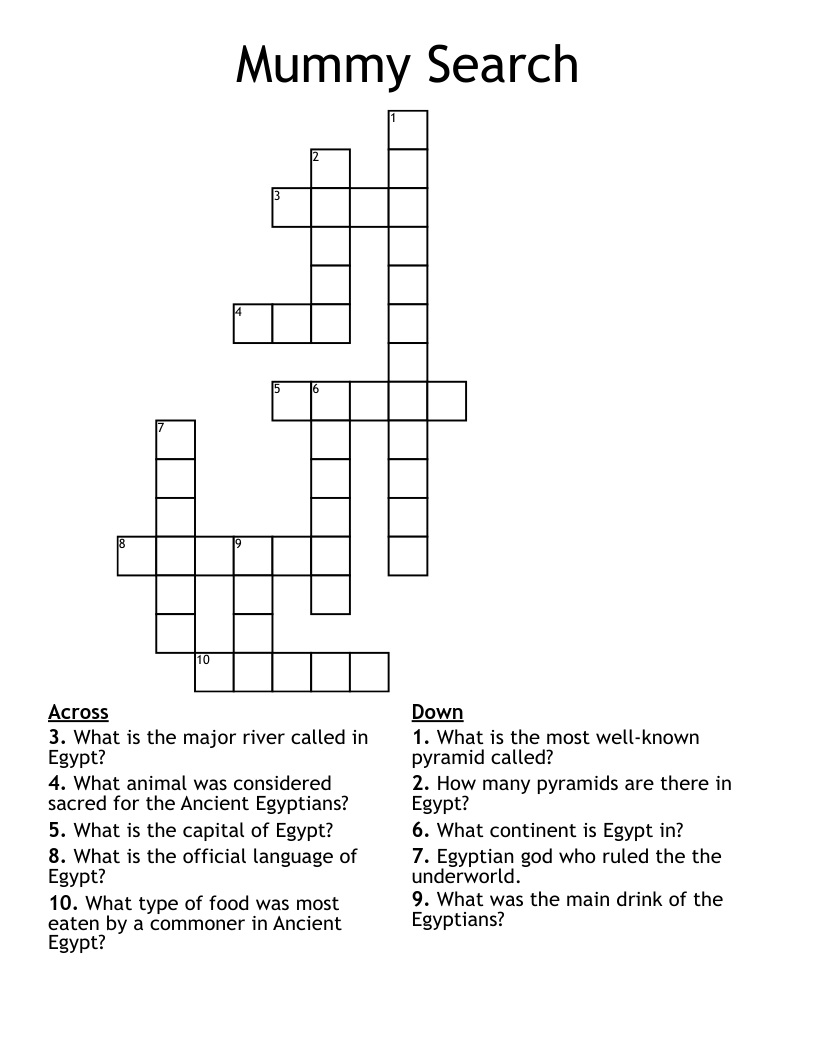 Mummy Search Crossword