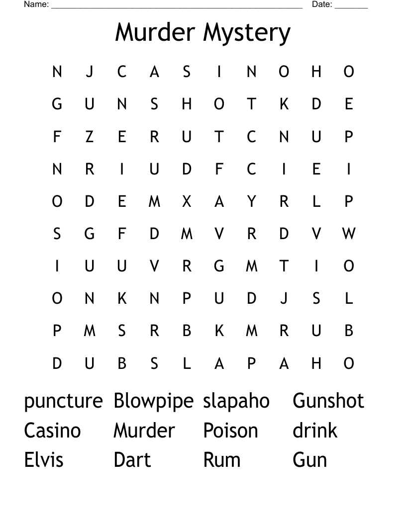 Murder Mystery Word Search