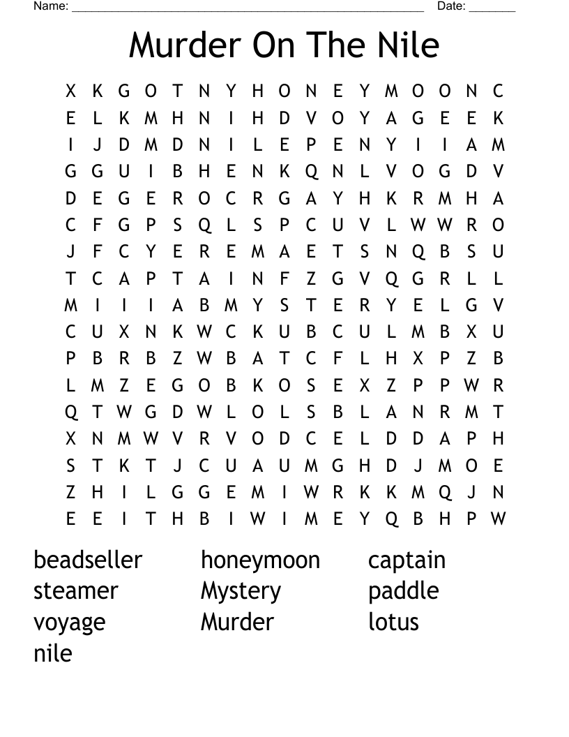 Murder On The Nile Word Search
