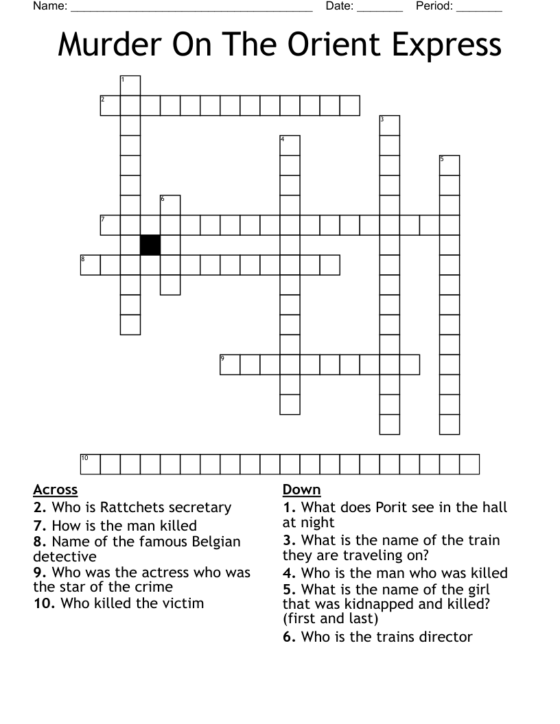 Murder On The Orient Express Crossword