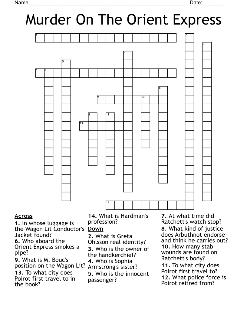 Murder On The Orient Express Crossword