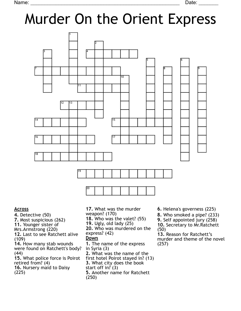 Murder On the Orient Express Crossword