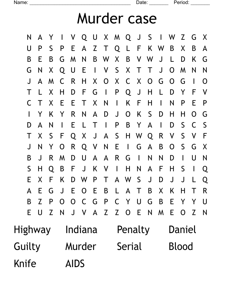 Murder case Word Search