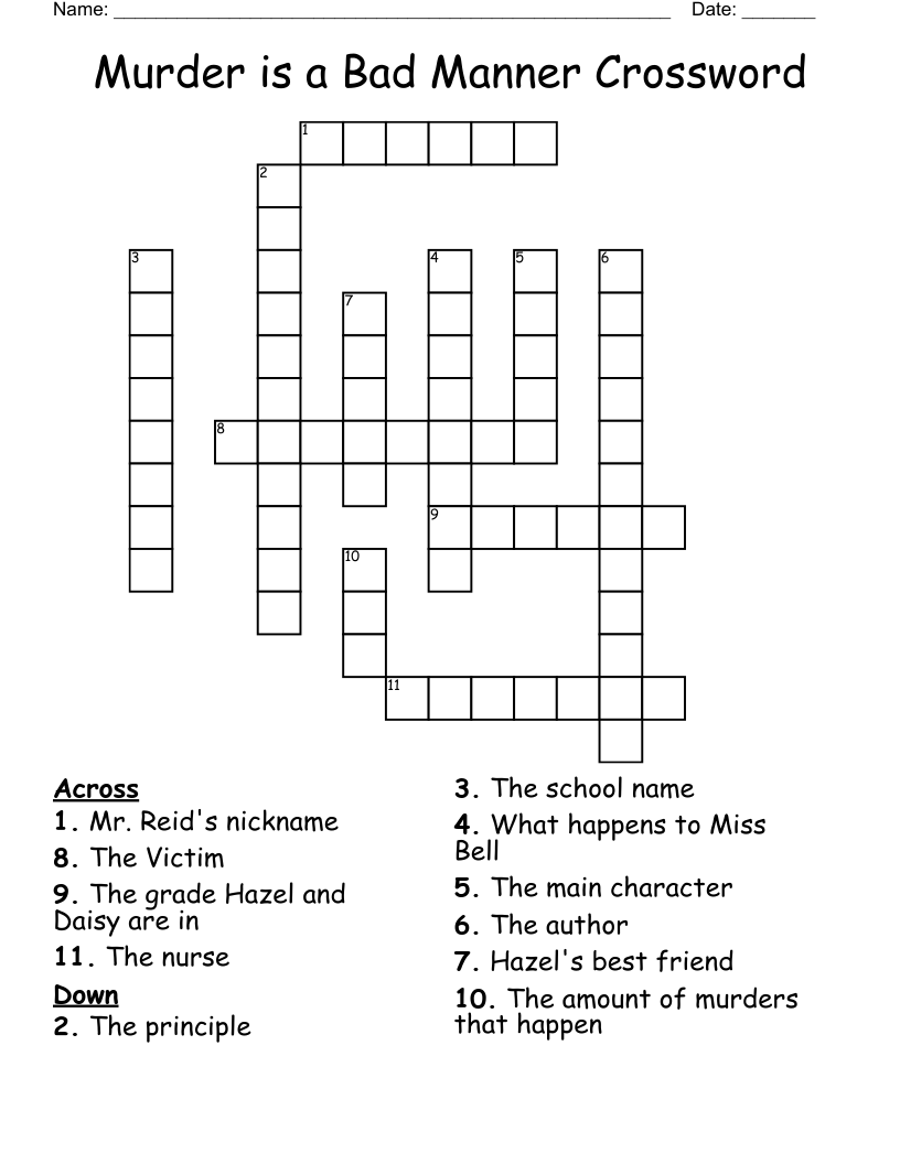 Murder is a Bad Manner Crossword