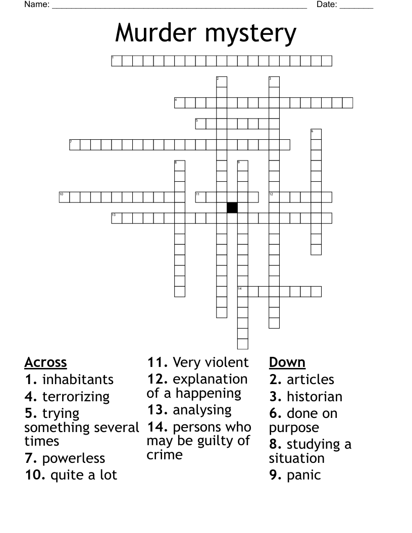 Murder mystery  Crossword
