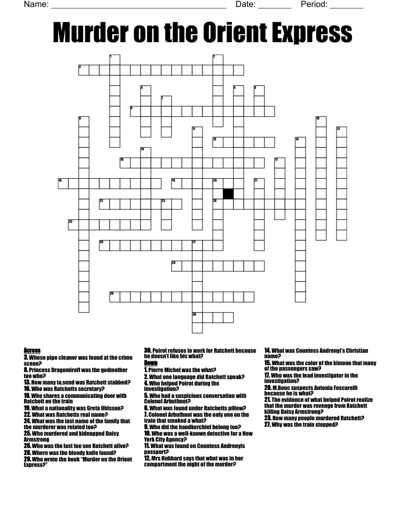 Murder on the Orient Express Crossword