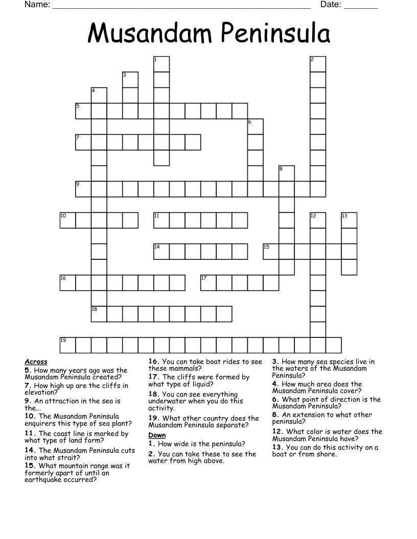Musandam Peninsula Crossword