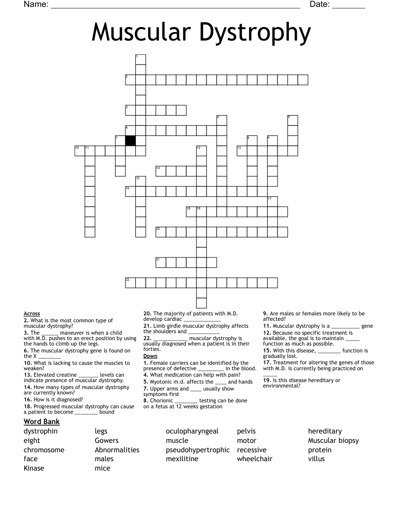Muscular Dystrophy Crossword