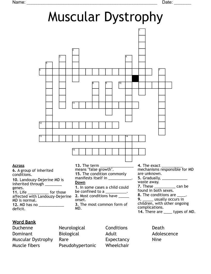 Muscular Dystrophy Crossword