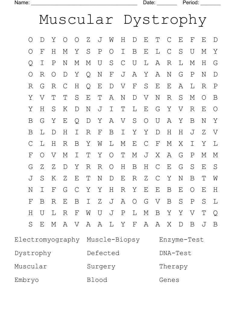 Muscular Dystrophy Word Search