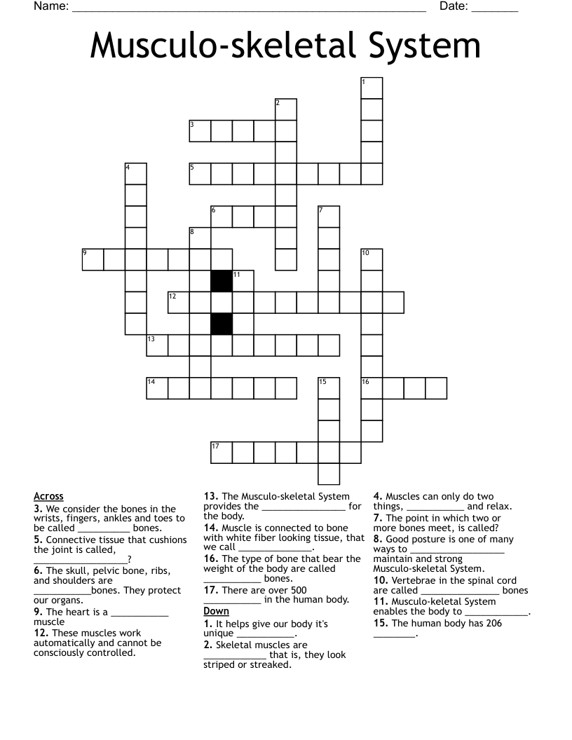 Musculo-skeletal System Crossword