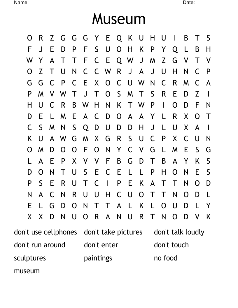 Museum Word Search