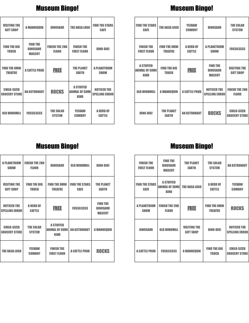 Museum Bingo!