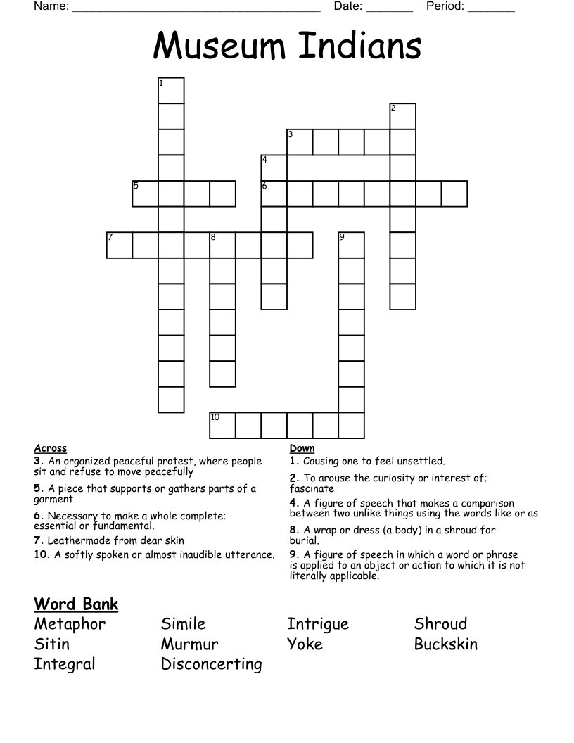 Museum Indians Crossword