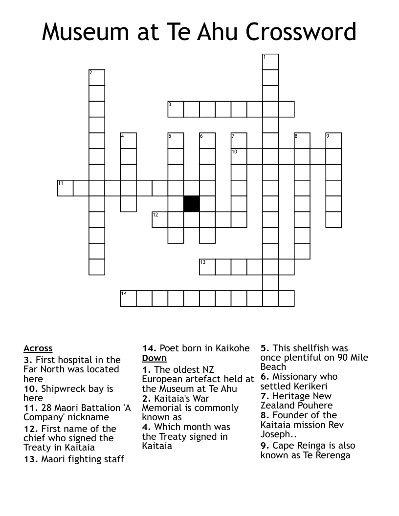 Museum at Te Ahu Crossword