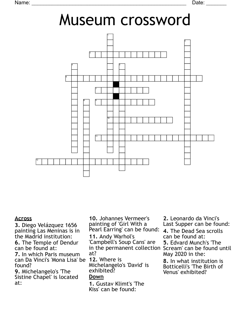 Museum crossword
