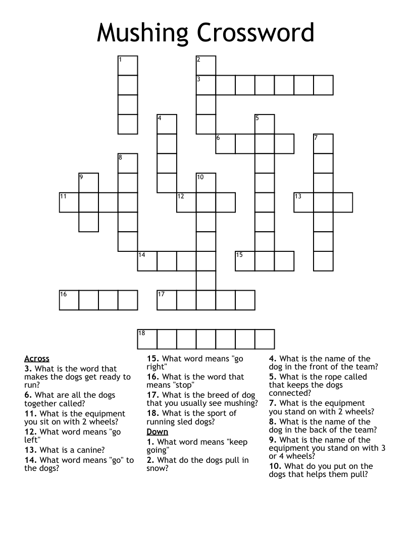 Mushing Crossword 