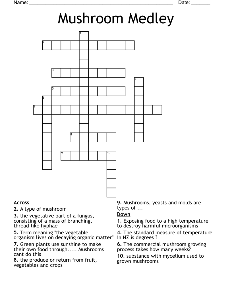 Mushroom Medley Crossword