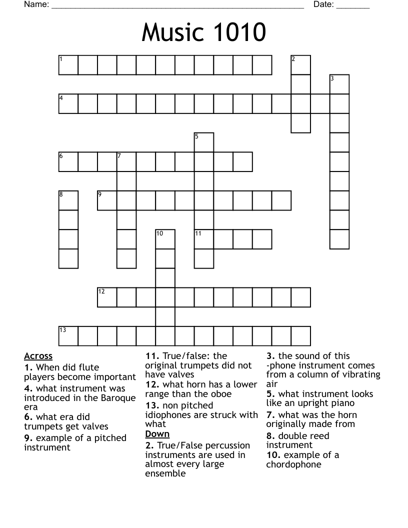 Music 1010 Crossword