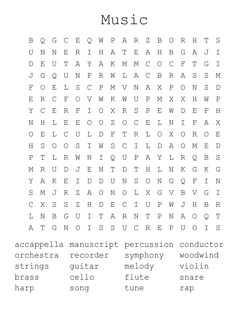 Music Word Search