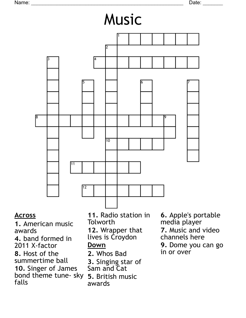 Music Crossword