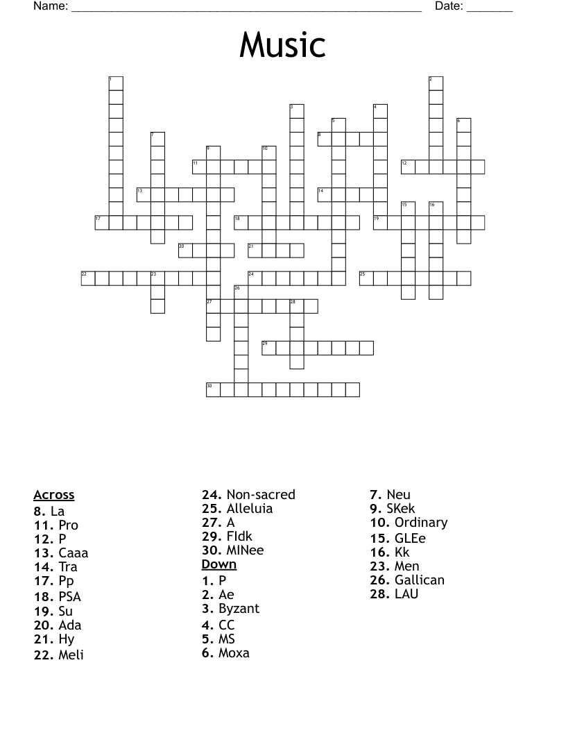 Music Crossword