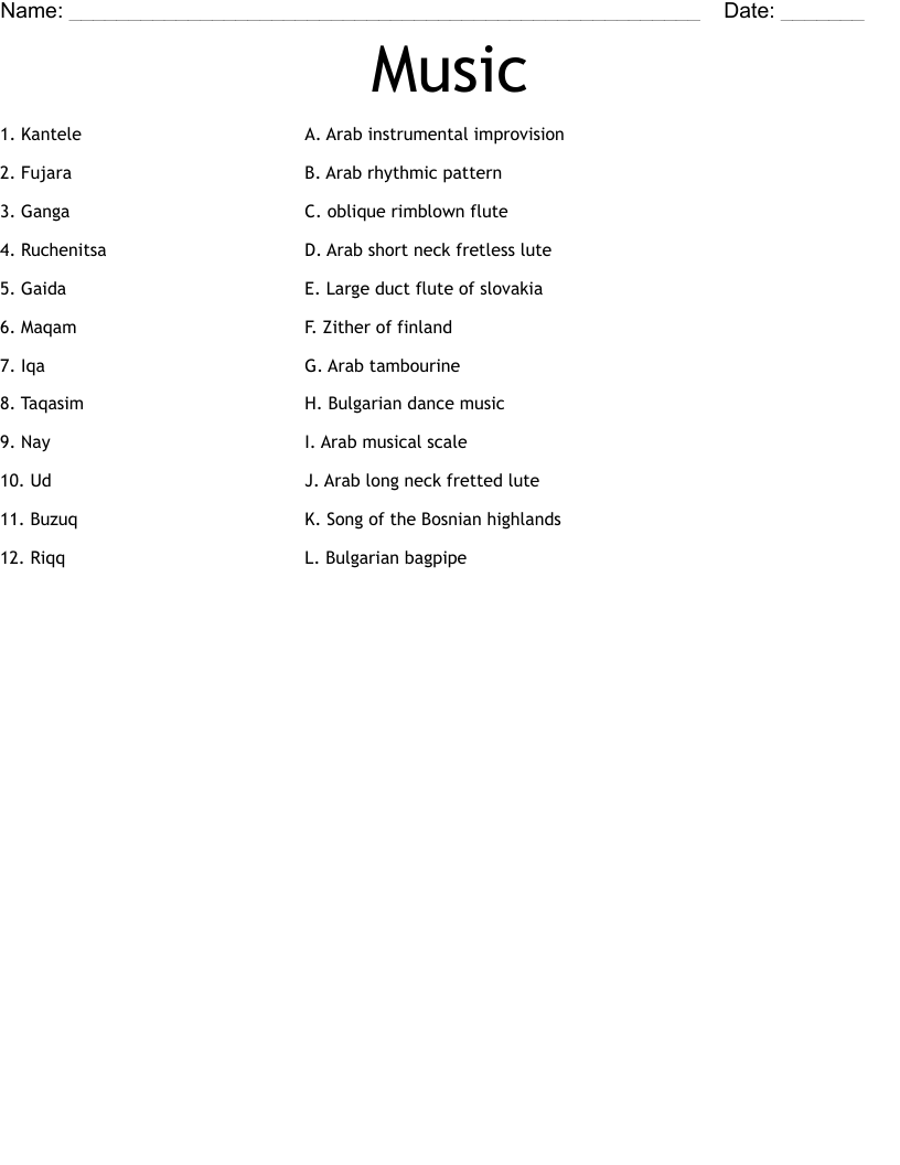 Music Worksheet