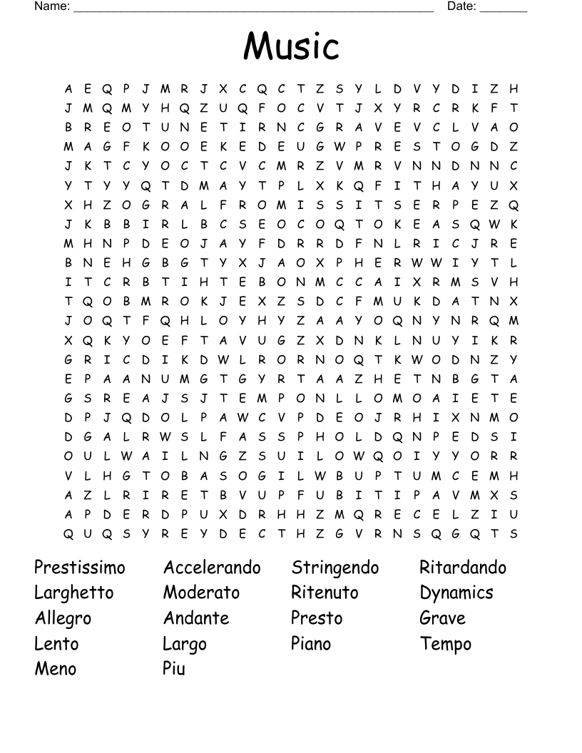 Music Word Search