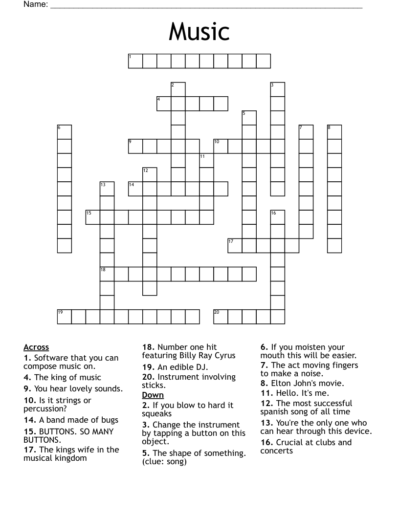 Music Crossword