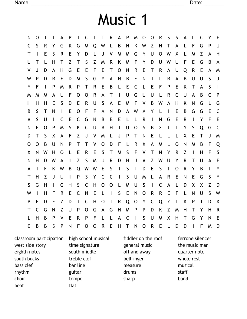 Music 1 Word Search