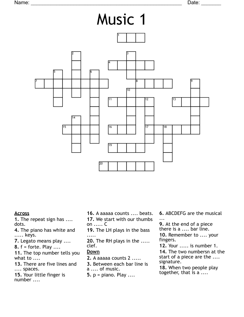 Music 1 Crossword