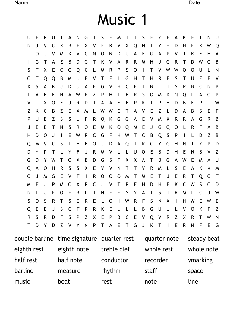Music 1 Word Search