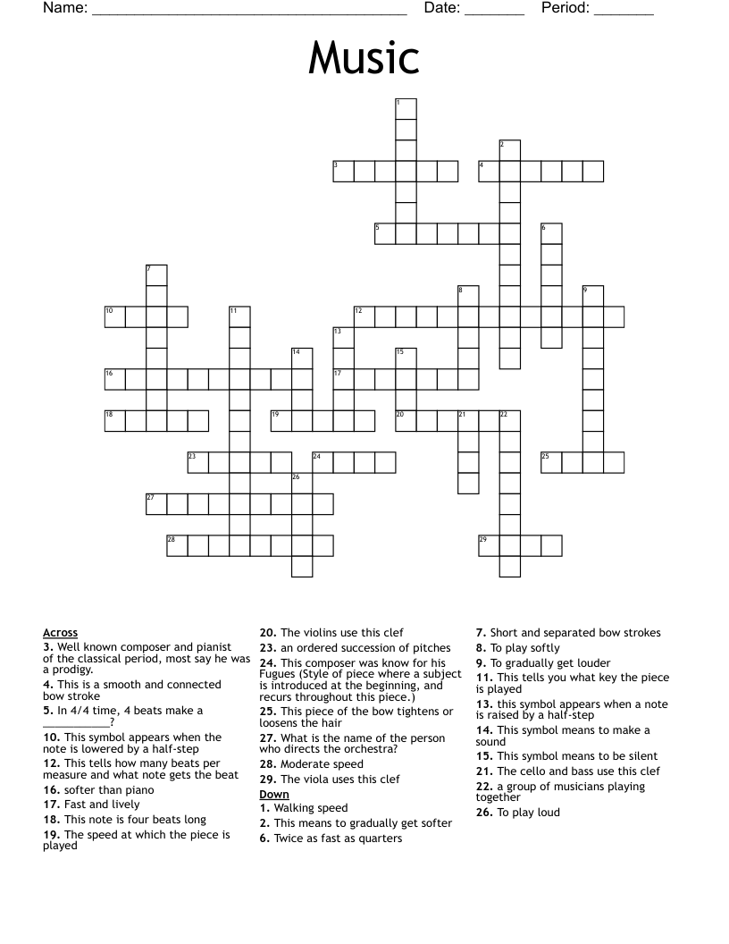 Music Crossword