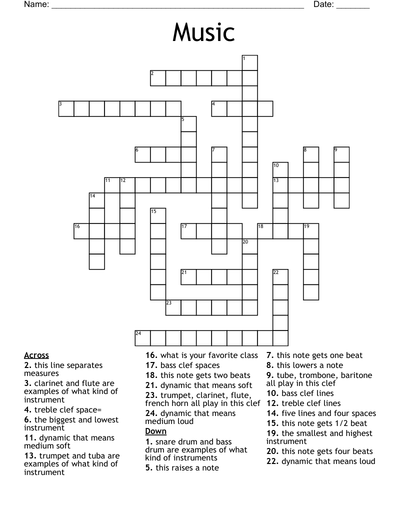 Music Crossword
