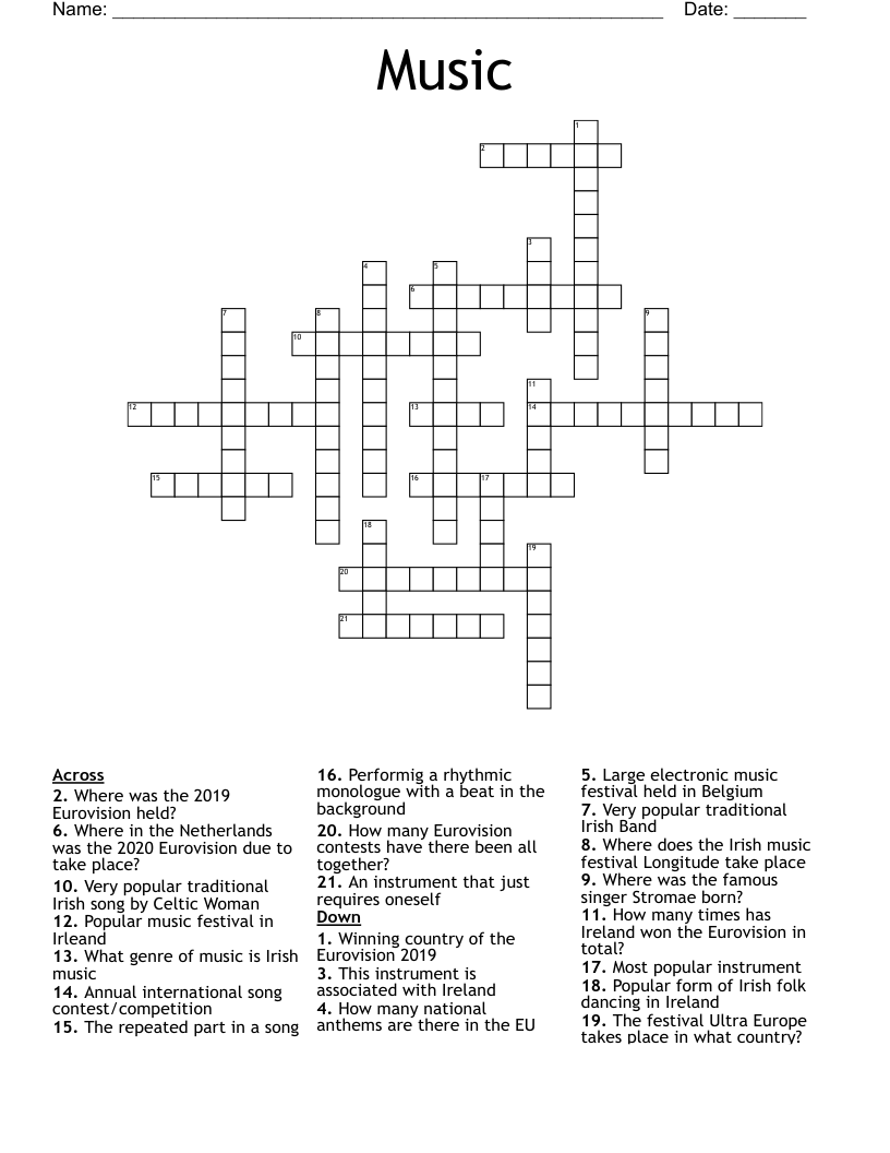 Music Crossword