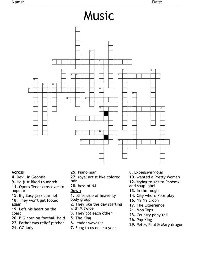 Music Crossword