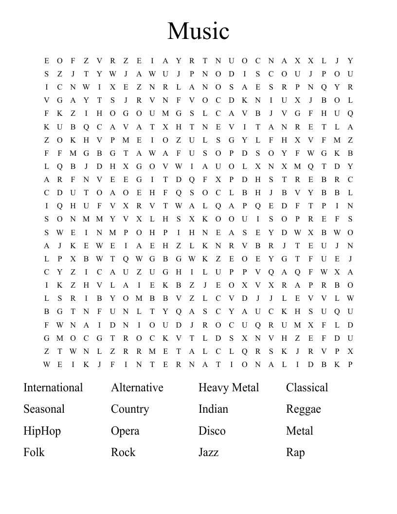 Music Word Search